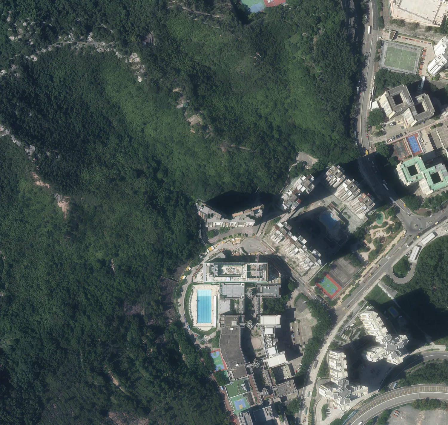 Aerial photograph of the area around The Grand Marine